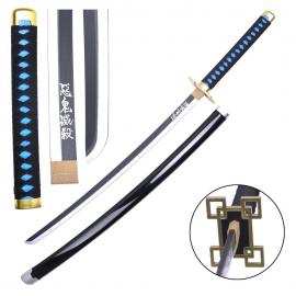 Demon Slayer Cosplay Prop: Muichiro Tokito Samurai Sword Katana Cosplay Blade-Wooden prop Sword-Blue/Black-104cm