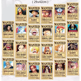 One Piece Pirates Wanted Posters (Zoro Luffy Pirates Crew Chopper Nami Usopp Sanji Jinbe Franky Brook Robi, ...)23PCS- 42cm X 29cm