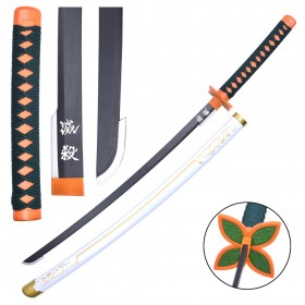 Demon Slayer Cosplay Prop : Shinobu Wooden Sword Black And Orange-Butterfly Ninja katana toys Wooden Sword
