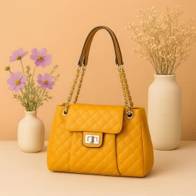 Quilted Chain Shoulder Handbag – Mustard Yellow