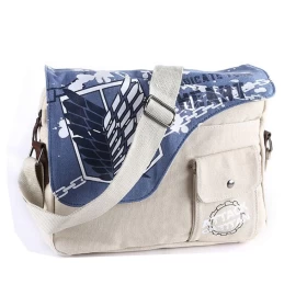 Attack On Titan Cross Bag-High Quality Material-Blue & Beige-24cm