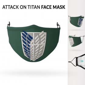 Attack on Titan Survey Crops Cloth Face Mask-Green-washable-Soft Plyester