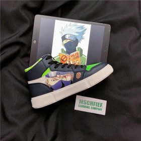 Naruto High Top Sports Sneakers 3D Black And Green