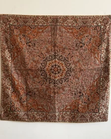 Persian Style Satin Decorative Throw 100x100 cm – Bronze Floral Medallion