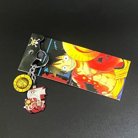 One Piece Luffy's Hat and Ship Keychain