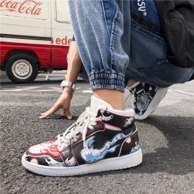 Anime High Top Sports Sneakers 3D Red, Blue And Black