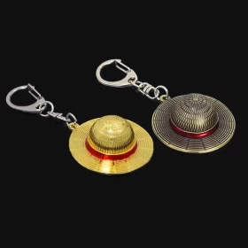 One Piece: Monkey D. Luffy Straw hat Keychain-Golden and Silver