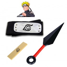 Naruto: Konoha Leaf Village Ninja Shinobi Cosplay Headband with Red or White Ninja Weapons Props Small Kunai-Plastic
