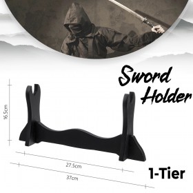 Sword Stand: Practical Sword Rack Holder Display for Katana Wakizashi Swords (1 - Tire)-Black