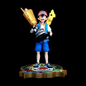 Anime Pokemon Pikachu Champion Ash Ketchum Model Cartoon Characters Around Pvc 28cm