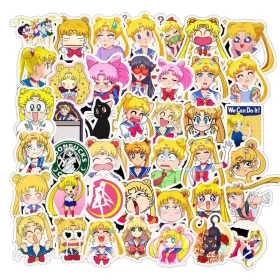 Anime Sailor Moon Stickers Cute Cartoon Waterproof Decals Graffiti Computer Guitar Kawaii Girl DIY Sticker Kids Toy