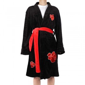 Naruto Akatsuki Itachi Uchiha Cosplay Bathrobe & Sleepwear-Black and Red-Unisex