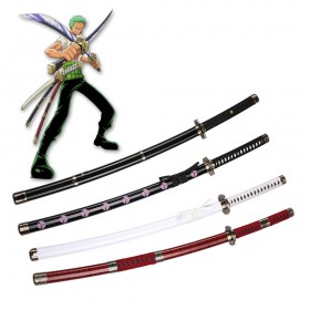 One Piece: Zoro cosplay Sword 100% wooden Samurai Kitetsu (Black, White, Red and Black/Red)