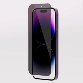 Levelo Privacy Black-Edition Silicone Edge Tempered Screen Protector, iPhone 14 Pro Max Compatibility - Black