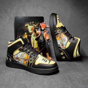 Naruto High Top Sports Sneakers 3D Black And Yellow