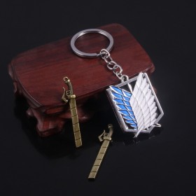 Attack on Titan Keychain: Keychain Wings of Liberty Survey Corps-Robin Blue-Metal