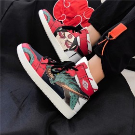 Naruto High Top Sports Sneakers 3D Red And Blue
