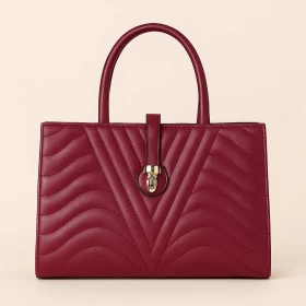 Elegant Wave-Stitch Hand Bag – Burgundy