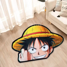 Anime One Piece Monkey D Luffy  Surrounding Belgian Velvet Vacuum Irregular Mat Carpet Floor Mat 90x100CM