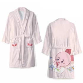 Kirby flannel bathrobe/Sleepwear-Unisex-Pink