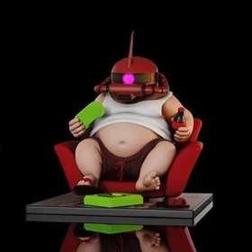 Gundam Big Muscle Fat Boy Figures: Gundam Zaku Fat Boy (Eyes Can Shine) Figure-PVC-Height 15cm