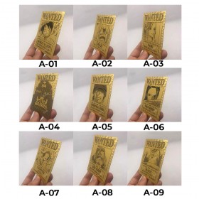 Gold Collectible Cards: One Piece WANTED Golden Cards-9 different character (Monkey.D Luffy, Sanji, Nami, Brook, Roronoa Zoro, Nico Robin, Chopper)-plastic