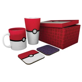 POKEMON Gift Set: 1 Large Glass + Mug + 2 Coasters Pokéball