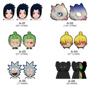 3D Motion Stickers: Naruto (Sasuke), Demon slayer (Inosuke), One Piece (Zoro, Sanji), Rick and Morty (Rick), Kaws