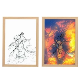 One Piece Ace Led Light Painting USB Plug Dimming Wall Artwork-22cm*31cm (Ver.2)