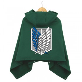 Attack on Titan: Shingeki No Kyojin Survey Corps Cloak Cape Hooded Cosplay Costume-Green-Cotton-Unisex
