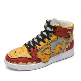 Naruto Gaara High Top Sports Sneakers 3D Red And Yellow