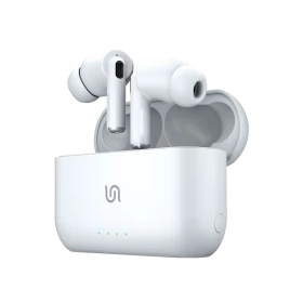 Porodo Soundtec Wireless ANC In-Ear Earbuds with -24dB Active Noise Cancellation & Touch Controls, Bluetooth 5.0 Headset with Superior Mic for Wireless Chargers-White