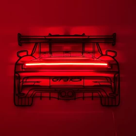 Porsche 911 GT3 RS LED Acrylic Wall Art – Red Tail Light Car Decor