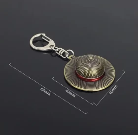 One Piece: Monkey D. Luffy Straw hat Keychain-Golden and Silver