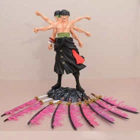 Anime One Piece Roronoa Zoro Action Figure 3 Heads 6 arms Model Toy Gift 40cm