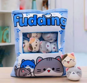 Creative Cat Snack Pillow Pudding Stuffed Dolls With Cat Pudding Kawaii Plush Pillow-40*50cm