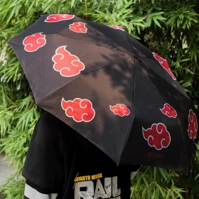 Naruto Akatsuki Cosplay rubber umbrella-folding rainy day umbrella-Black & Red