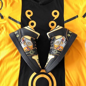 Naruto High Top Sports Sneakers 3D Black And Yellow