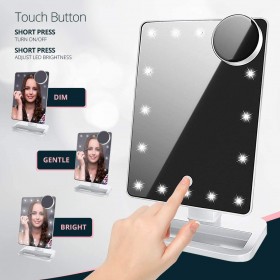 Lighted Makeup Mirror with Bluetooth, 360° Rotation