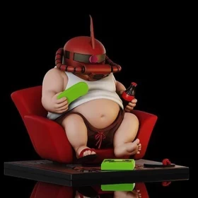 Gundam Big Muscle Fat Boy Figures: Gundam Zaku Fat Boy (Eyes Can Shine) Figure-PVC-Height 15cm