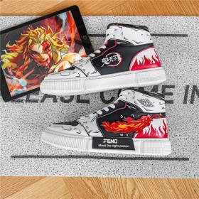 Demon Slayer - Kyojuro Rengoku High Top Sports Sneakers Black And Red
