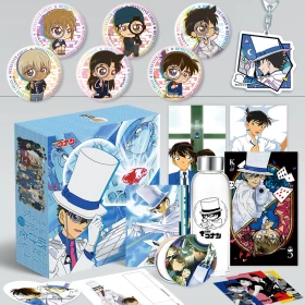 Detective Conan Gift BOX :(Kaitou Kitto Poster, Keychain, Postcards, Bottle ,Bookmark, Sticker )