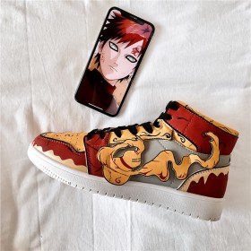 Naruto Gaara High Top Sports Sneakers 3D Red And Yellow